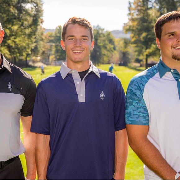 Titan athletics navy and gray golf polos. Sizes XXL, XL, L, M, S.ALL NWT. - Picture 4 of 5